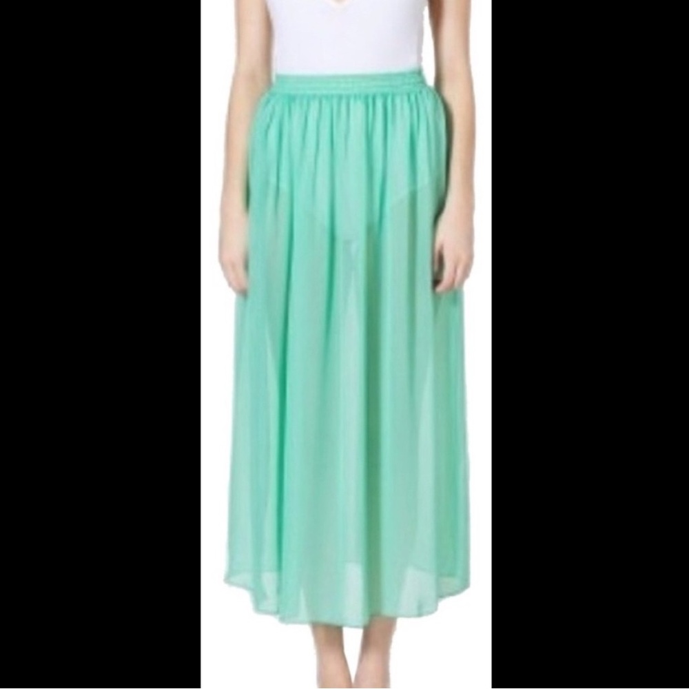 NWOT American Apparel Mint Maxi Skirt, XS/SS